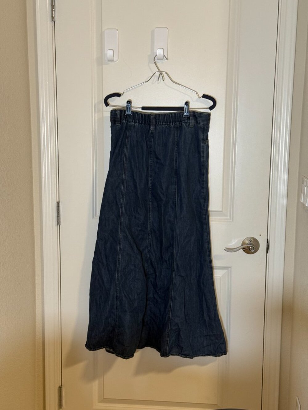GU Uniqlo Dark Wash Paneled Denim Maxi Skirt - Size XL